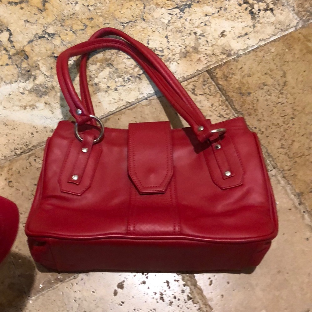 Red Real Leather Purse